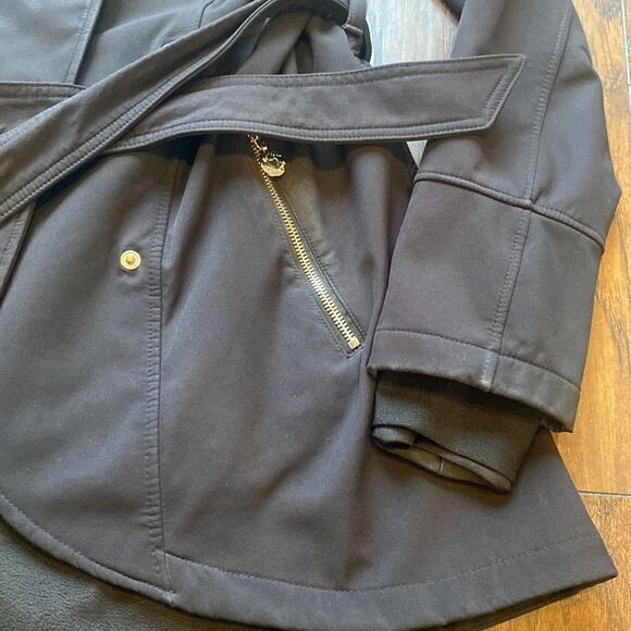 Betsey Johnson Double Breasted Belted Rain Jacket trench coat fleece lined EUC - Picture 3 of 11